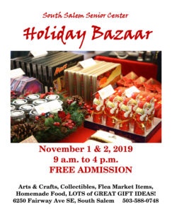 Flyer for South Salem Senior Center Holiday Bazaar 2019