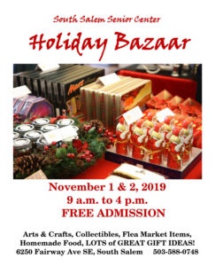 Flyer for South Salem Senior Center Holiday Bazaar 2019